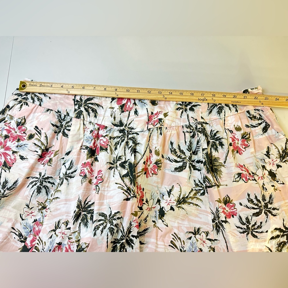 Torrid Plus Size 26 Women’s Midi Poplin High Waist Skirt Tropic Palm Trees - Picture 10 of 11